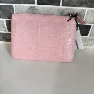 Comme des Garcons Light Pink Croc-Embossed Zip Pouch